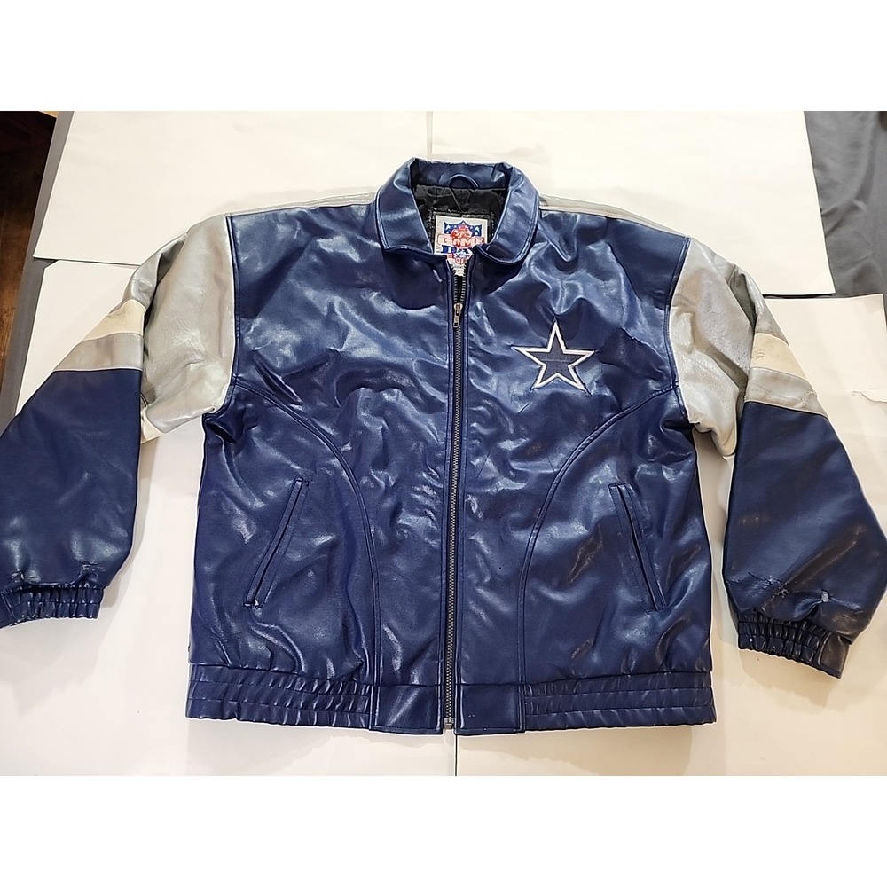 VINTAGE 90s‎ NFL Dallas Cowboys Game Day Essex Mfg. PVC Vinyl Jacket Coat Sz Lg